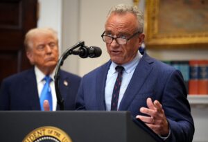 U.S. Health and Human Services Secretary Robert F. Kennedy Jr., joined by President Donald Trump, delivers an announcement on “significant medical and scientific findings for America’s children” in the Roosevelt Room of the White House on Sept. 22, 2025 in Washington, D.C.  (Photo by Andrew Harnik/Getty Images)