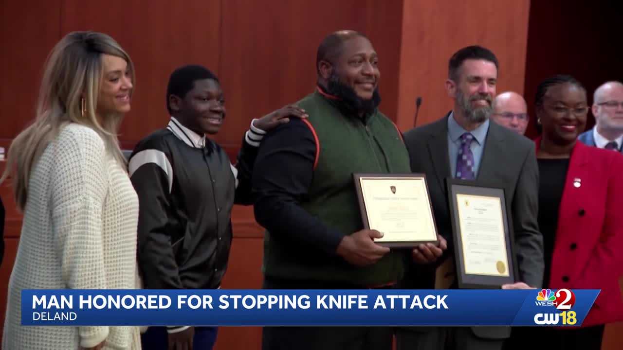 good samaritan honored for stopping knife attack on child in deland