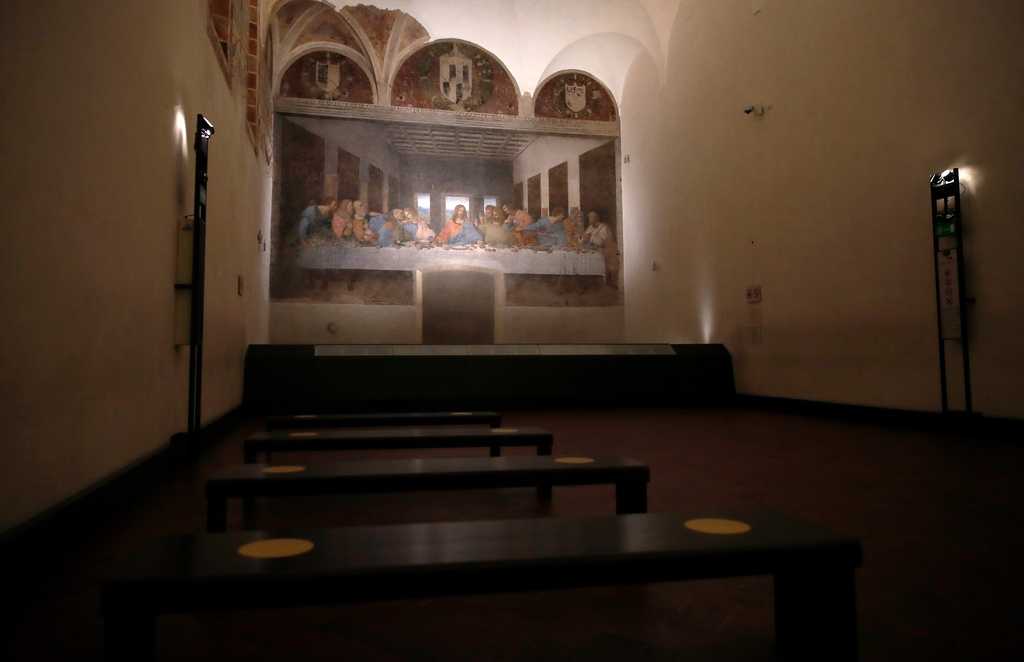 Leonardo da Vinci&amp;apos;s &amp;quot;Last Supper,&amp;quot; created between 1494 and 1498, is pictured in the refectory of the Convent of Santa Maria delle Grazie in Milan, Italy, Feb. 9, 2021.   (AP Photo/Antonio Calanni, File)