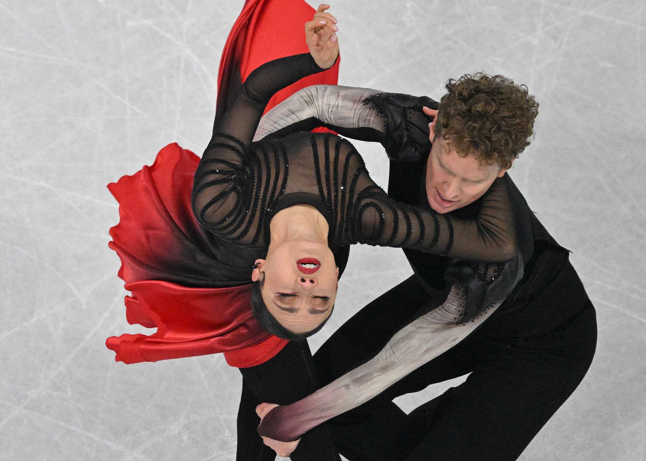 Madison Chock and Evan Bates compete in the figure skating ice dance-free dance final during the Milano Cortina 2026 Winter Olympic Games at Milano Ice Skating Arena in Milan on Feb. 11, 2026.