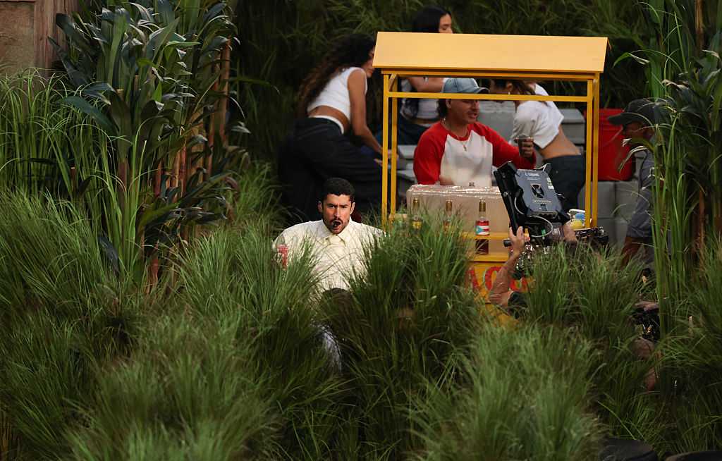Puerto Rican singer Bad Bunny performs during Super Bowl LX Patriots vs Seahawks Apple Music Halftime Show at Levi&amp;apos;s Stadium in Santa Clara, California on February 8, 2026. (Photo by Patrick T. Fallon / AFP via Getty Images)