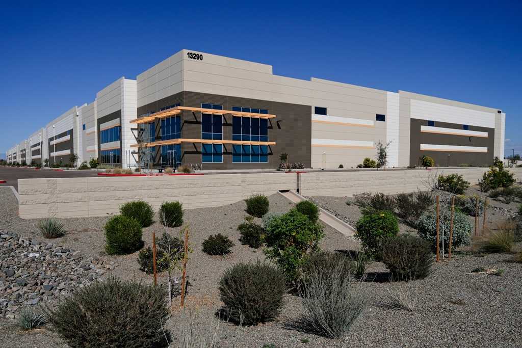 A warehouse purchased by U.S. Immigration and Customs Enforcement in Surprise, Ariz., is seen Saturday, Feb. 14, 2026.