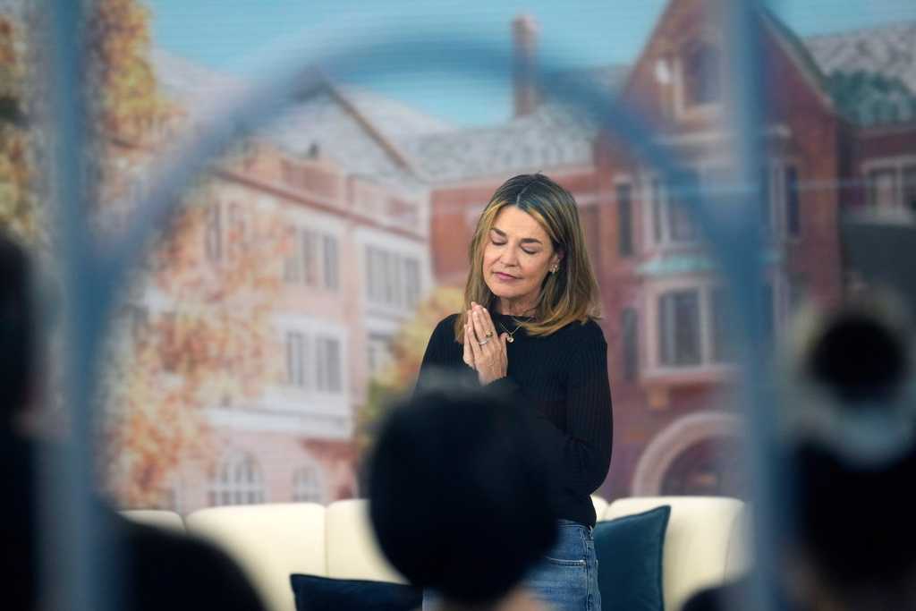 Savannah Guthrie visits the "Today" show at Rockefeller Plaza in New York on Thursday, March 5, 2026.