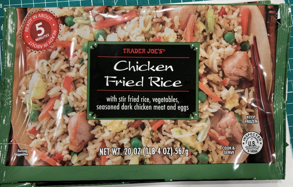Frozen chicken fried rice packaging