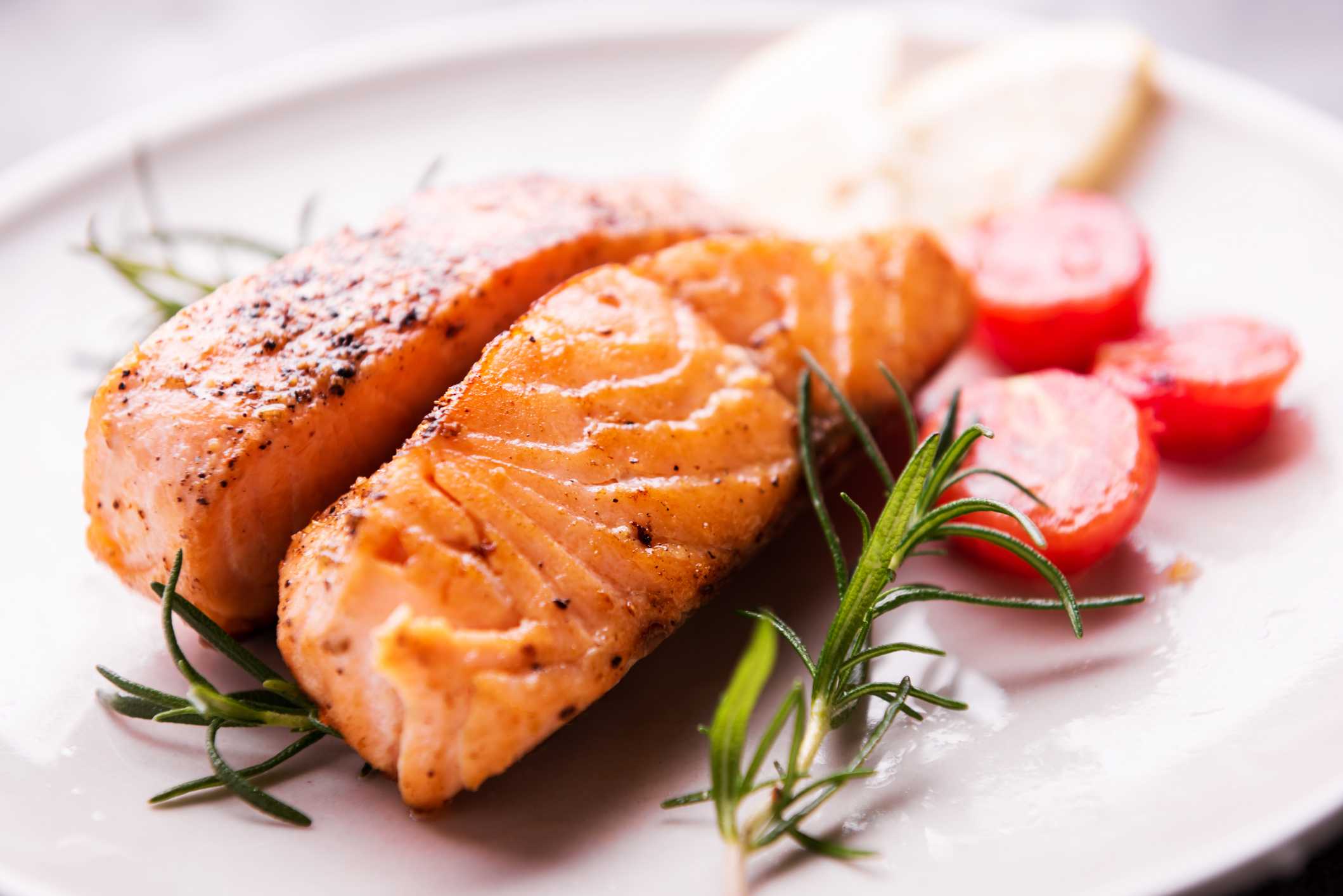 cooked salmon fish fillets, Grilled salmon