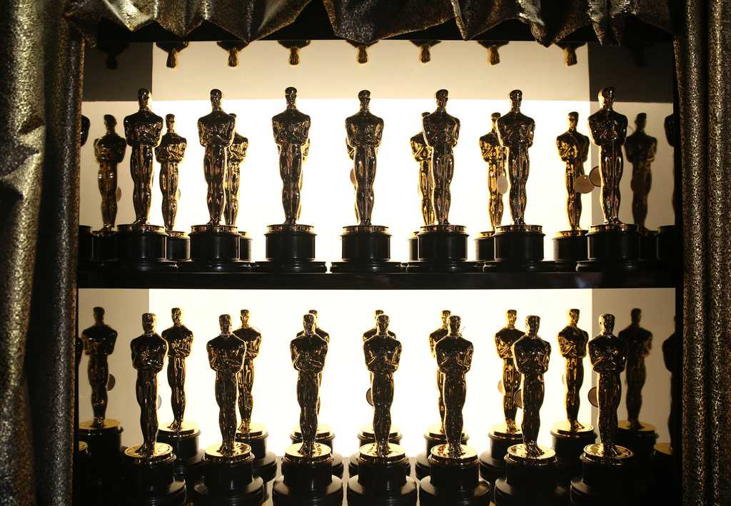 FILE - Oscar statuettes appear backstage at the Oscars at the Dolby Theatre in Los Angeles on Feb. 28, 2016.