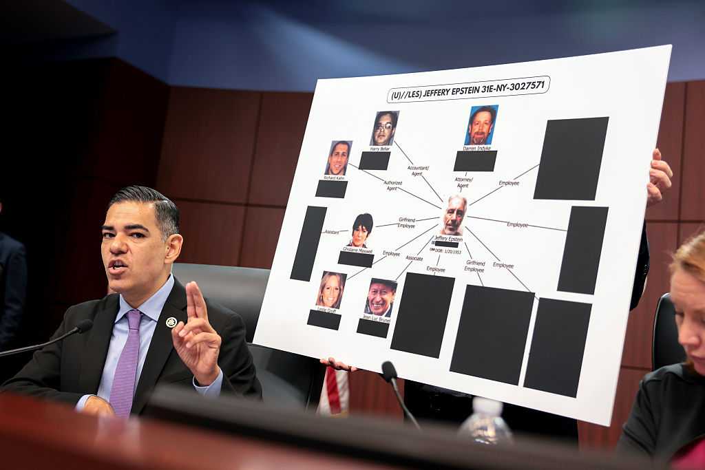 WEST PALM BEACH, FLORIDA - MAY 12: U.S. Rep. Robert Garcia (D-CA), along with other House Oversight Committee members, convenes a hearing with advocates and survivors of Jeffrey Epstein&amp;apos;s sexual abuse case at West Palm Beach City Hall on May 12, 2026, in West Palm Beach, Florida. The hearing, organized by Democrats on the House Oversight Committee, focused on Epstein-related topics, including his plea deal years ago in Palm Beach County that people say allowed him to continue abusing young women. (Photo by Joe Raedle/Getty Images)