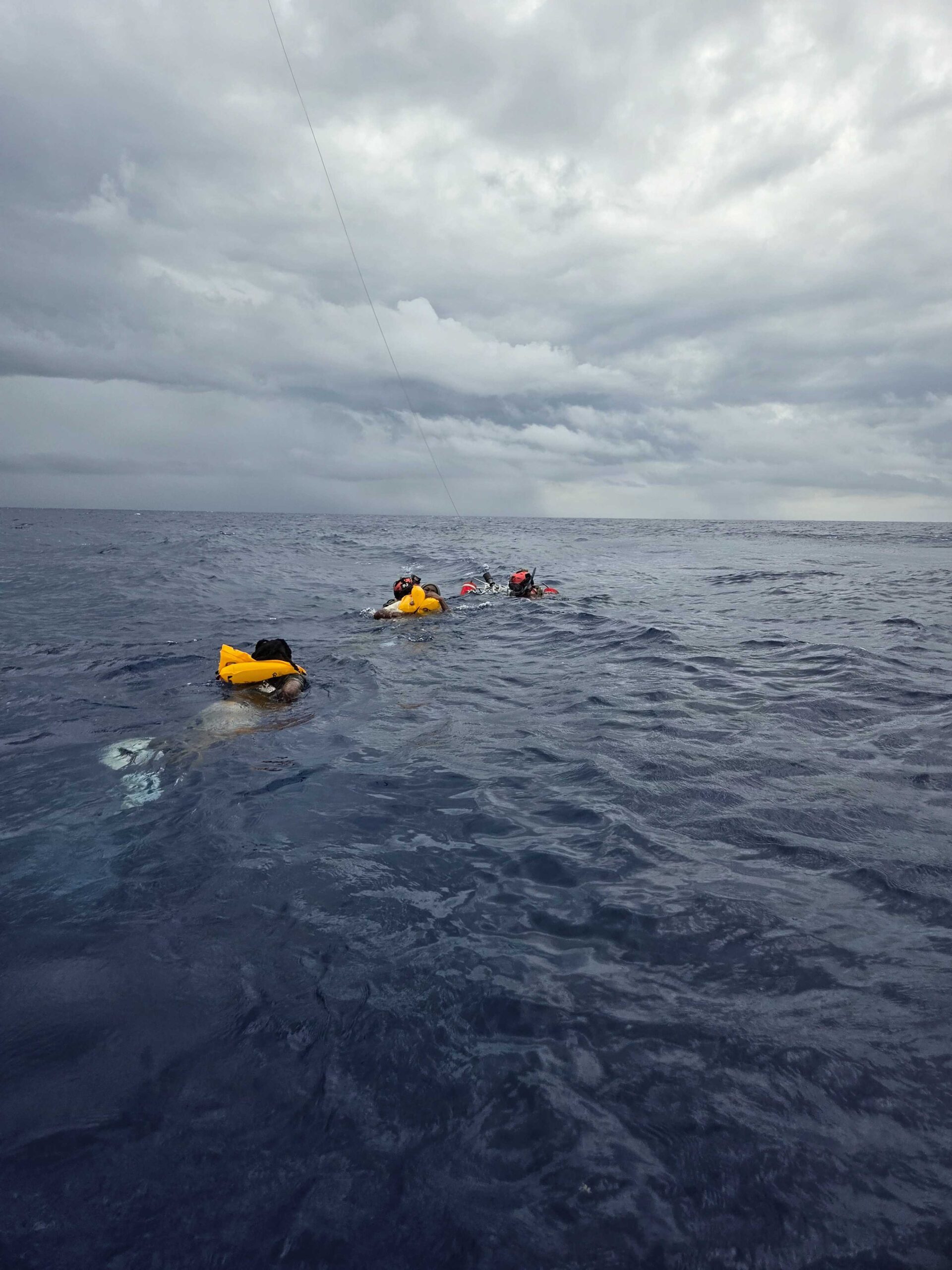 A U.S. Air Force HC-130J Combat King II, HH-60W Jolly Green II helicopter and Pararescuemen assigned to the 920th Rescue Wing conduct rescue operations for survivors of a downed civilian aircraft off the coast of Melbourne, Fla., May 12, 2026. Airmen with the 920th RQW rescued multiple survivors from the water and transported them to awaiting emergency medical personnel. (Courtesy photo)