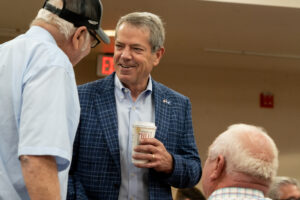 Gov. Jim Pillen meets attendees at home of his town halls on property taxes