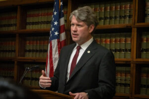 A lawsuit led by Nebraska Attorney General Mike Hilgers, a Republican, alleges that California’s single-use plastics law will drive up consumer costs. (Photo by Zach Wendling/Nebraska Examiner)