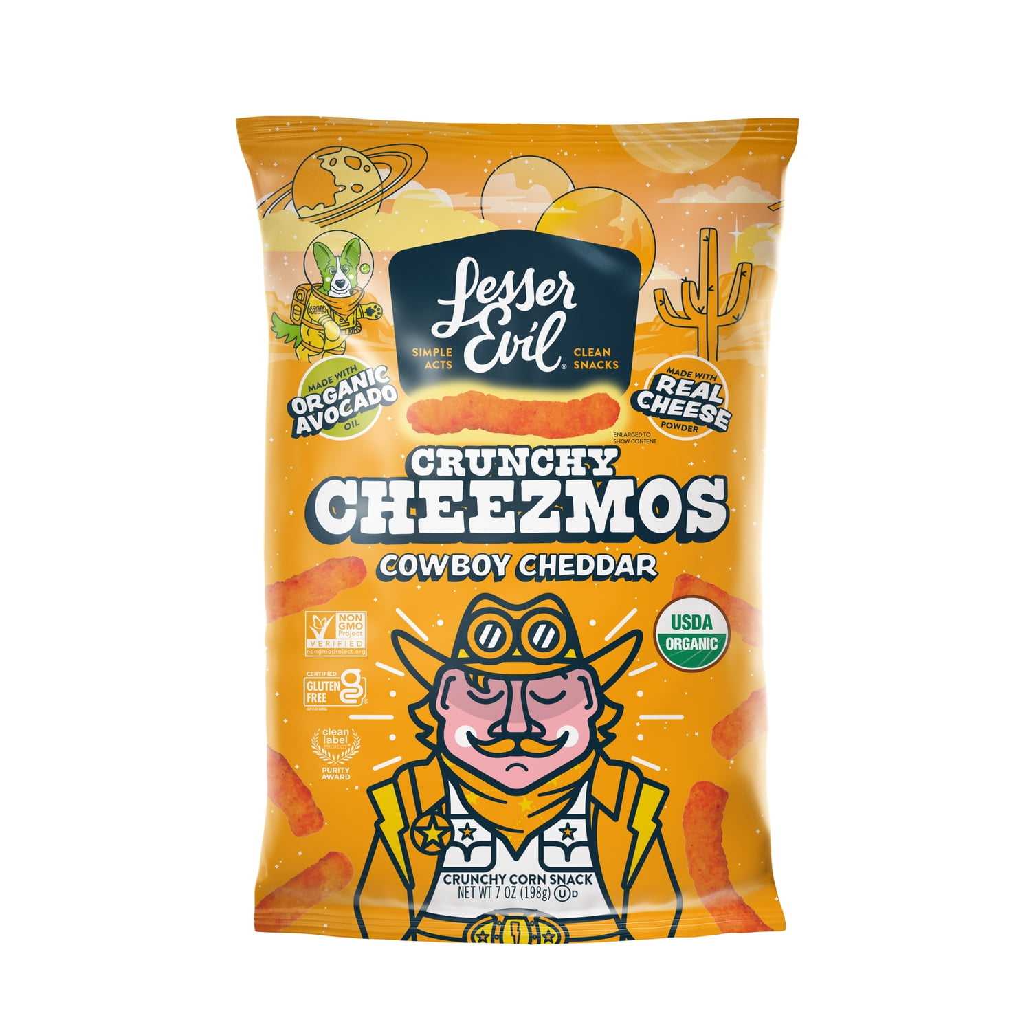 LesserEvil Cheezmos Cowboy Cheddar Chips - 7oz LesserEvil Cheezmos Cowboy Cheddar Chips - 7oz